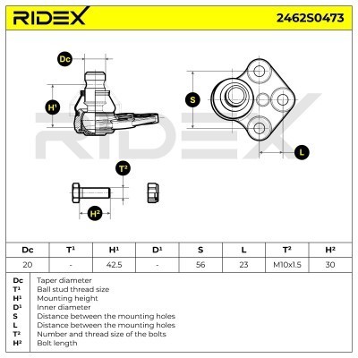 Sworzeń wahacza RIDEX 2462S0473 2462S0473 - foto 5