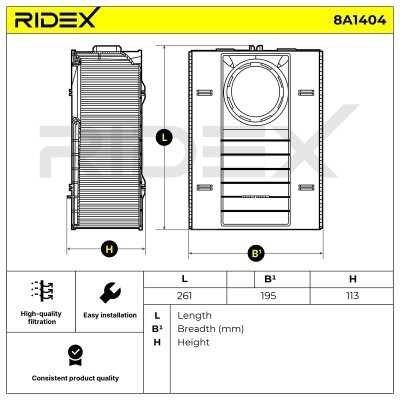 Filtr Powietrza RIDEX 8A1404 8A1404 - foto 6