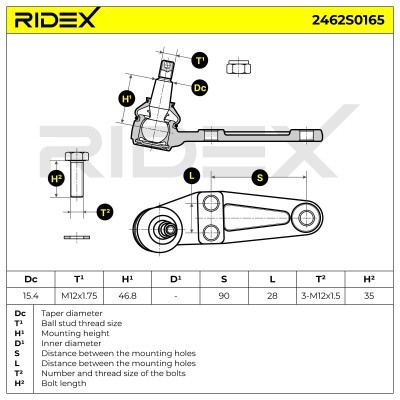 Sworzeń wahacza RIDEX 2462S0165 2462S0165 - foto 6