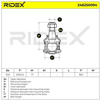 Sworzeń wahacza RIDEX 2462S0094 2462S0094 - foto 7
