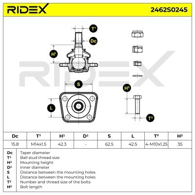 Sworzeń wahacza RIDEX 2462S0245 2462S0245 - foto 5