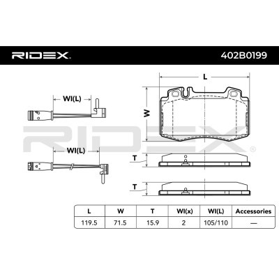 Klocki hamulcowe RIDEX 402B0199 402B0199 - foto 3
