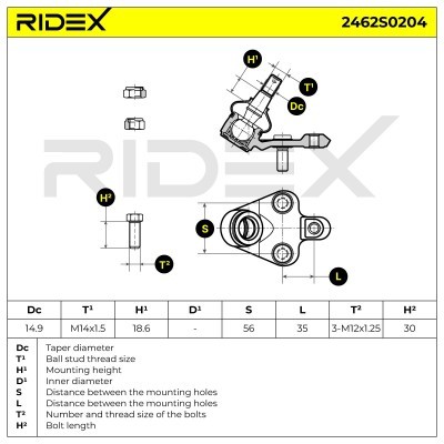 Sworzeń wahacza RIDEX 2462S0204 2462S0204 - foto 5