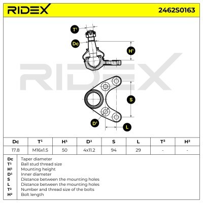 Sworzeń wahacza RIDEX 2462S0163 2462S0163 - foto 6