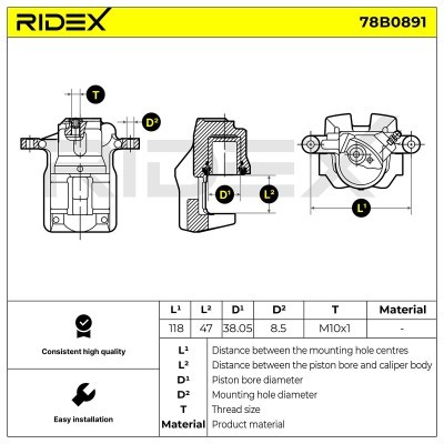 Zacisk Hamulcowy RIDEX 78B0891 78B0891 - foto 3