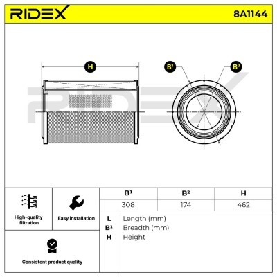 Filtr Powietrza RIDEX 8A1144 8A1144 - foto 6