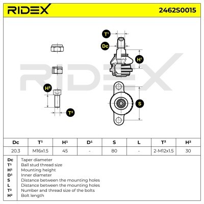 Sworzeń wahacza RIDEX 2462S0015 2462S0015 - foto 7