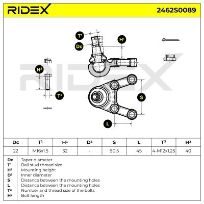 Sworzeń wahacza RIDEX 2462S0089 2462S0089 - foto 5
