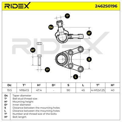 Sworzeń wahacza RIDEX 2462S0196 2462S0196 - foto 9