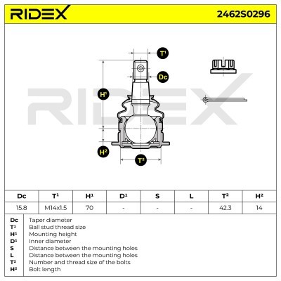 Sworzeń wahacza RIDEX 2462S0296 2462S0296 - foto 6