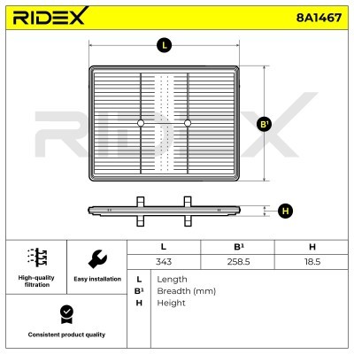 Filtr Powietrza RIDEX 8A1467 8A1467 - foto 6