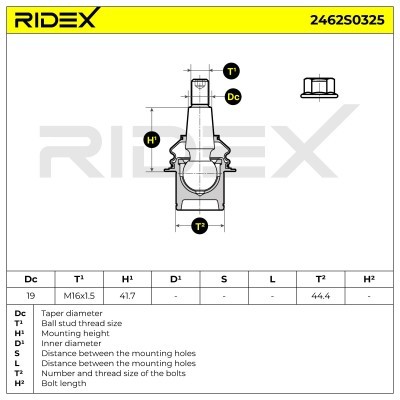 Sworzeń wahacza RIDEX 2462S0325 2462S0325 - foto 6