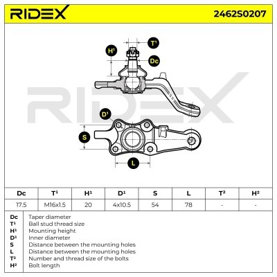 Sworzeń wahacza RIDEX 2462S0207 2462S0207 - foto 7