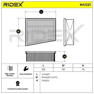 Filtr Powietrza RIDEX 8A1221 8A1221 - foto 6