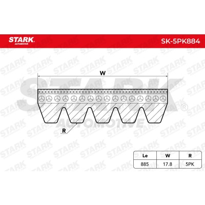 Pasek Klinowy Wielorowkowy Stark SK-5PK884 SK-5PK884 - foto 3