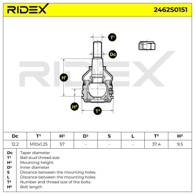 Sworzeń wahacza RIDEX 2462S0151 2462S0151 - foto 5