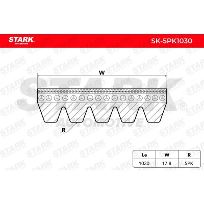 Pasek Klinowy Wielorowkowy Stark SK-5PK1030 SK-5PK1030 - foto 3