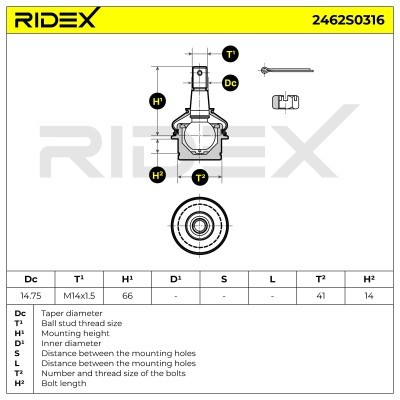 Sworzeń wahacza RIDEX 2462S0316 2462S0316 - foto 8