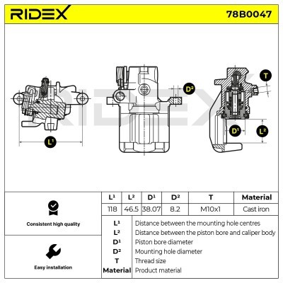 Zacisk Hamulcowy RIDEX 78B0047 78B0047 - foto 5