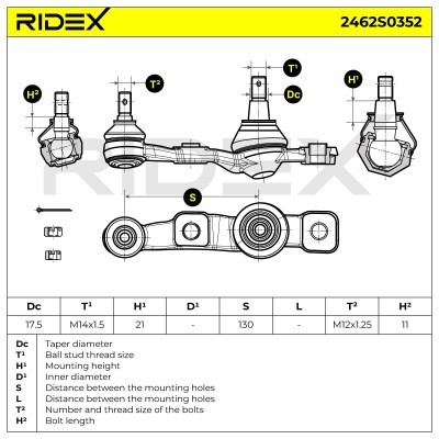 Sworzeń wahacza RIDEX 2462S0352 2462S0352 - foto 8