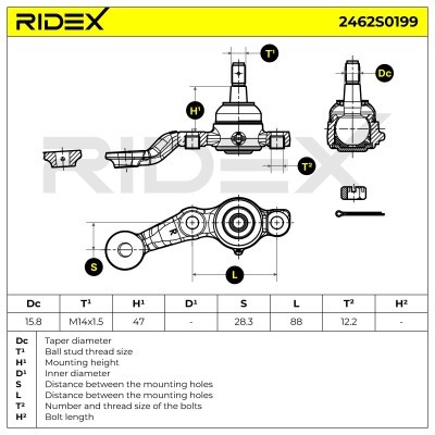 Sworzeń wahacza RIDEX 2462S0199 2462S0199 - foto 6