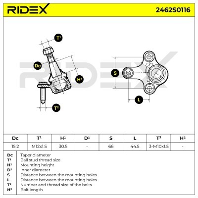 Sworzeń wahacza RIDEX 2462S0116 2462S0116 - foto 3