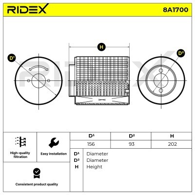 Filtr Powietrza RIDEX 8A1700 8A1700 - foto 6