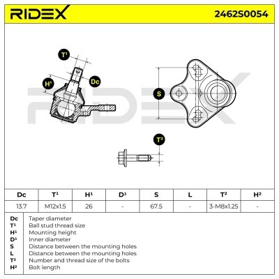 Sworzeń wahacza RIDEX 2462S0054 2462S0054 - foto 5