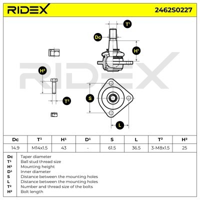 Sworzeń wahacza RIDEX 2462S0227 2462S0227 - foto 5