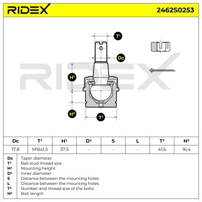 Sworzeń wahacza RIDEX 2462S0253 2462S0253 - foto 6