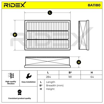 Filtr Powietrza RIDEX 8A1180 8A1180 - foto 6