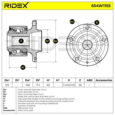 Łożysko Koła RIDEX 654W1155 654W1155 - foto 6