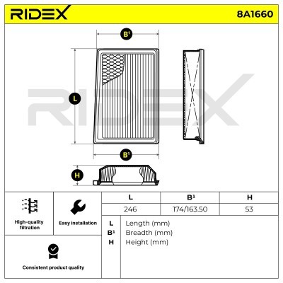 Filtr Powietrza RIDEX 8A1660 8A1660 - foto 6