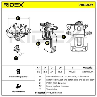 Zacisk Hamulcowy RIDEX 78B0127 78B0127 - foto 2