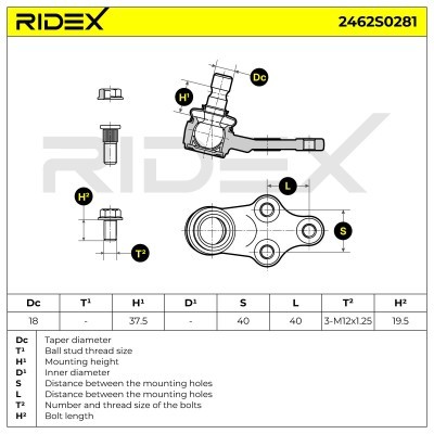Sworzeń wahacza RIDEX 2462S0281 2462S0281 - foto 14