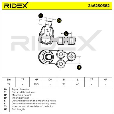 Sworzeń wahacza RIDEX 2462S0382 2462S0382 - foto 5