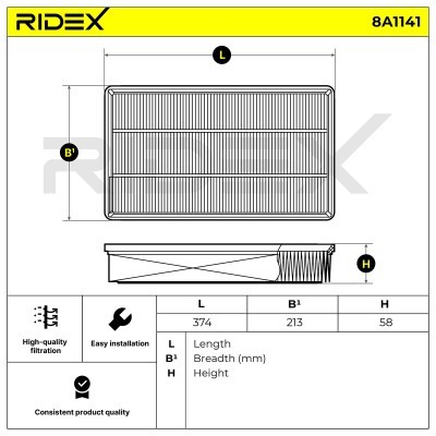 Filtr Powietrza RIDEX 8A1141 8A1141 - foto 2