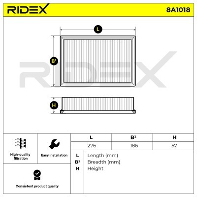Filtr Powietrza RIDEX 8A1018 8A1018 - foto 6