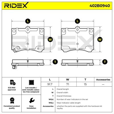 Klocki hamulcowe RIDEX 402B0940 402B0940 - foto 3