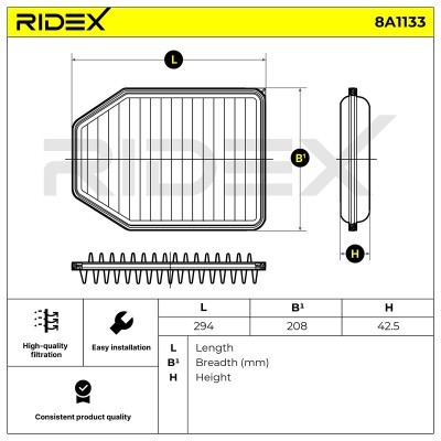Filtr Powietrza RIDEX 8A1133 8A1133 - foto 6