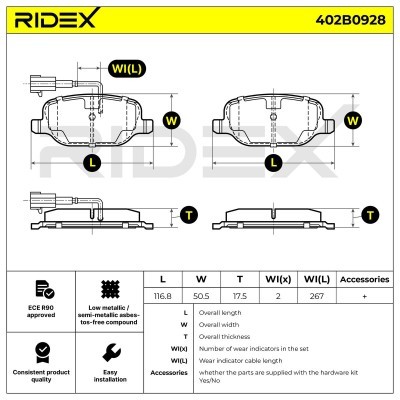 Klocki hamulcowe RIDEX 402B0928 402B0928 - foto 6