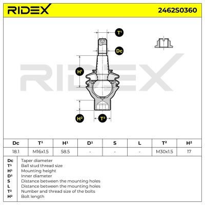 Sworzeń wahacza RIDEX 2462S0360 2462S0360 - foto 5