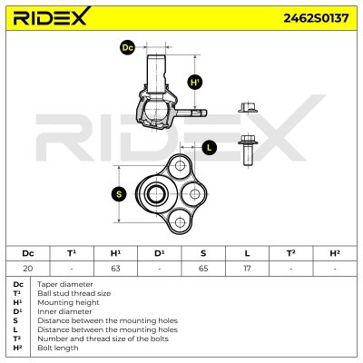 Sworzeń wahacza RIDEX 2462S0137 2462S0137 - foto 8
