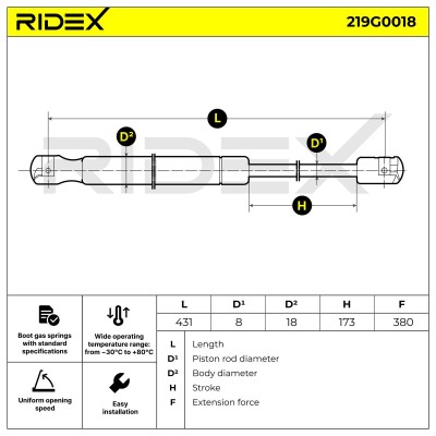 Amortyzator Pokrywy Bagażnika RIDEX 219G0018 219G0018 - foto 7