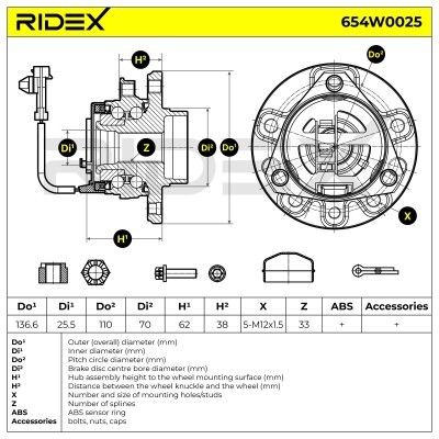 Łożysko Koła RIDEX 654W0025 654W0025 - foto 5