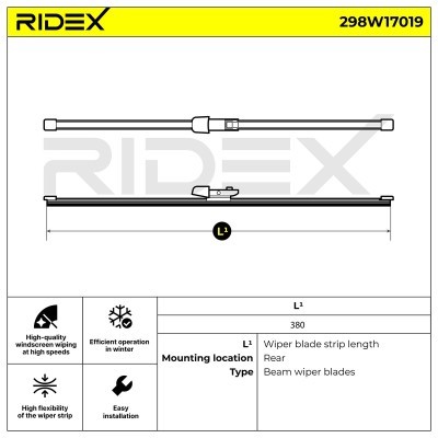 Щетка стеклоочистителя заднего стекла RIDEX 298W17019 298W17019 - foto 6