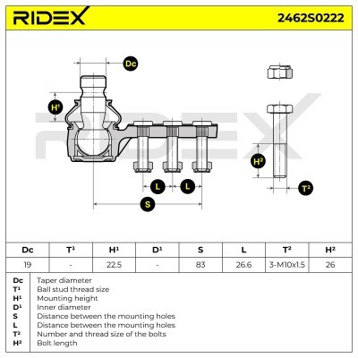Sworzeń wahacza RIDEX 2462S0222 2462S0222 - foto 5