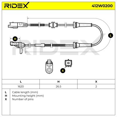 Czujnik ABS RIDEX 412W0200 412W0200 - foto 5
