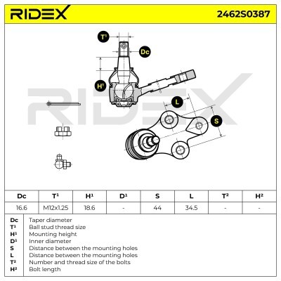Sworzeń wahacza RIDEX 2462S0387 2462S0387 - foto 5