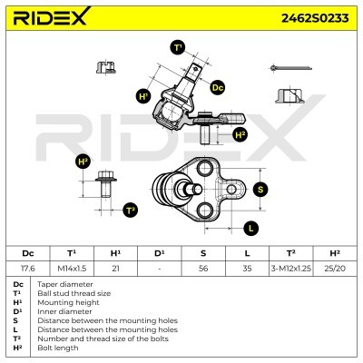 Sworzeń wahacza RIDEX 2462S0233 2462S0233 - foto 6